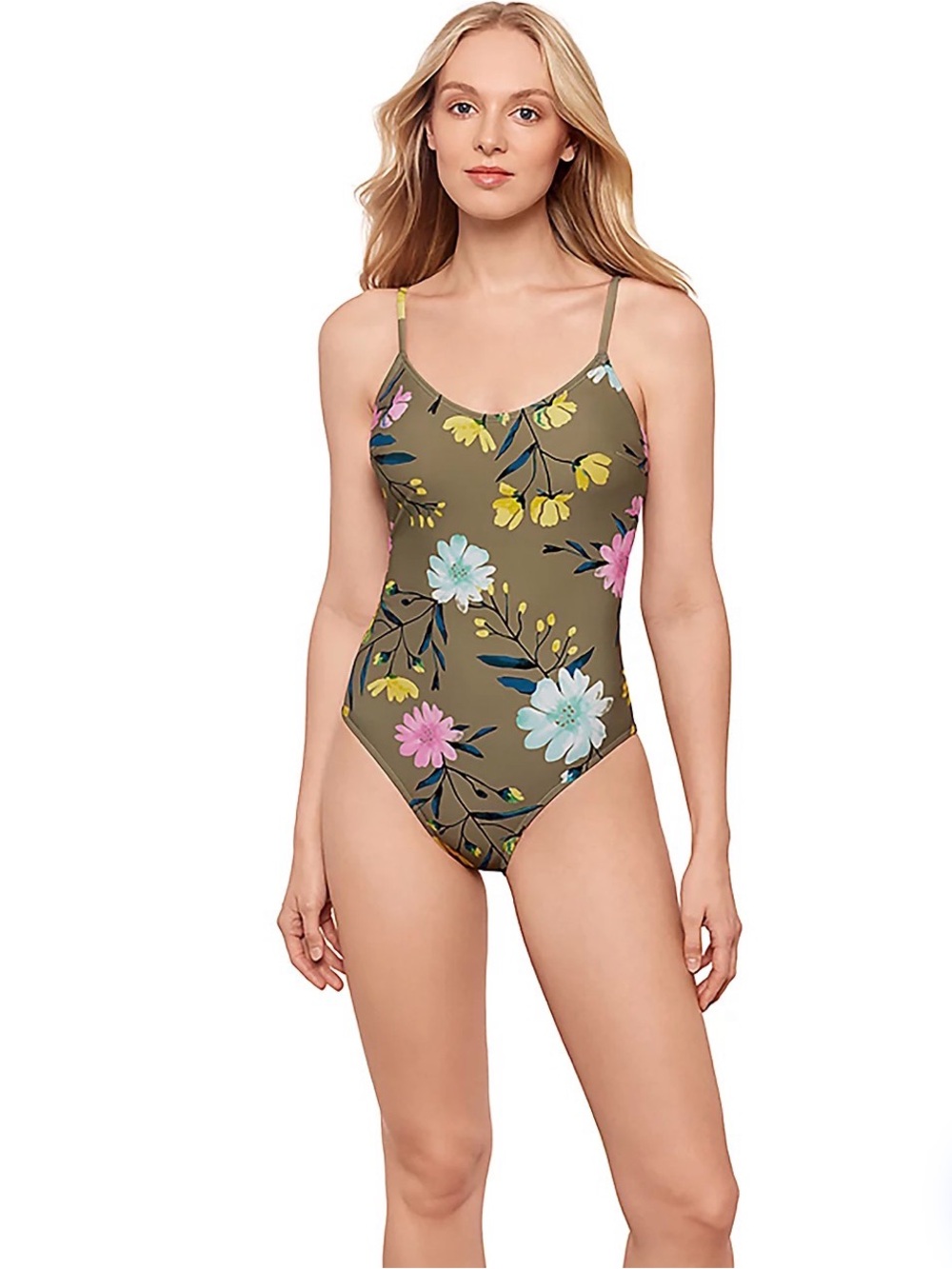 Salt + Cove Floral One-Piece Swimsuit in Olive Green - Women's Swim